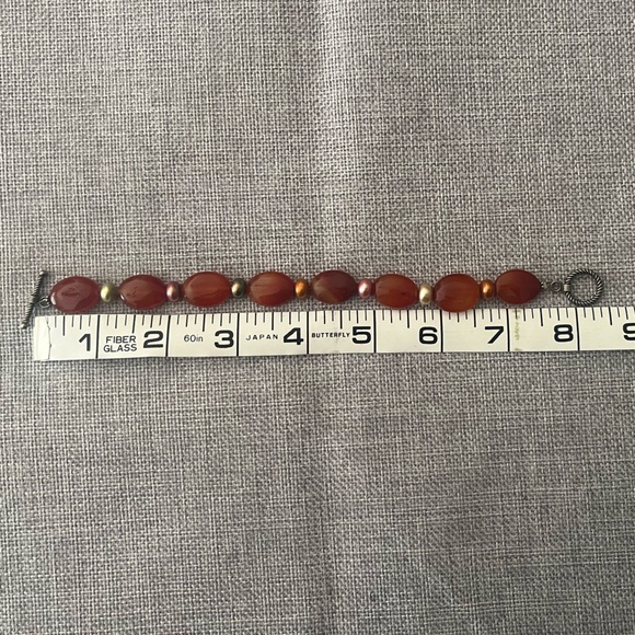 Carnelian & Multi-colored Pearl Beaded Bracelet – Boho Natural Gemstone Jewelry - Picture 3 of 4